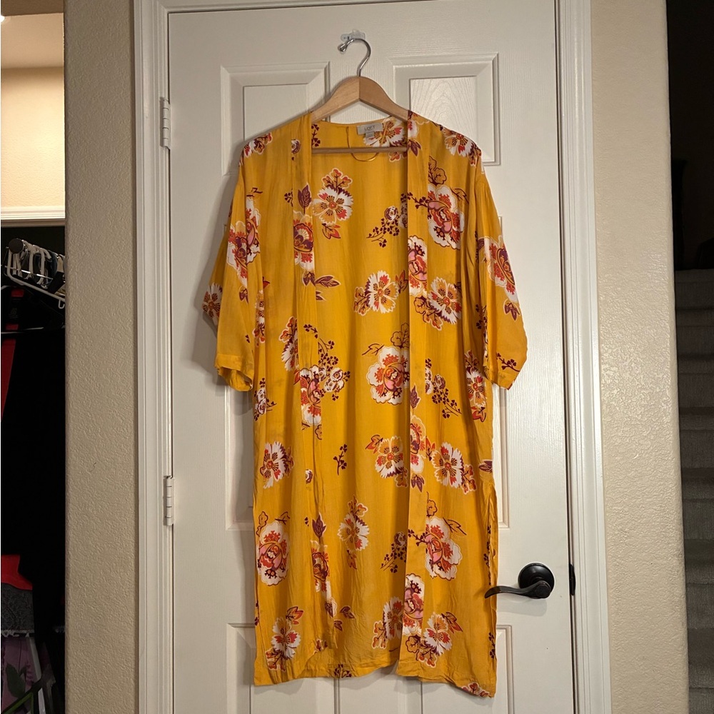 LOFT Mustard Floral Kimono